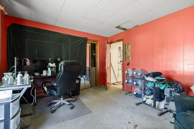 office area with concrete floors