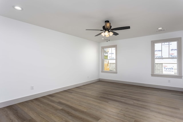 11942 Old Dayton Pike, Soddy-Daisy, TN 37379 - empty room featuring baseboards, a ceiling fan, recessed lighting, and wood finished floors