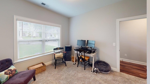 6453 Serenade Ln, Hixson, TN 37343 - office area with baseboards, visible vents, and plenty of natural light