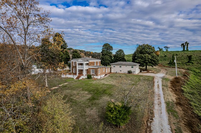 drone / aerial view with a rural view