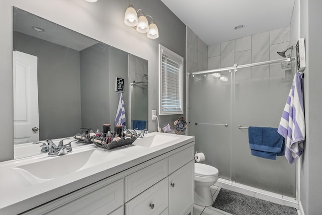 123 Tommy Loop, Sweetwater, TN 37874 - bathroom featuring tile patterned floors, a shower stall, toilet, and double vanity
