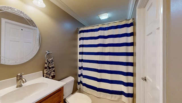 101 NW Amherst Way, Cleveland, TN 37312 - bathroom featuring vanity, ornamental molding, and a shower with curtain