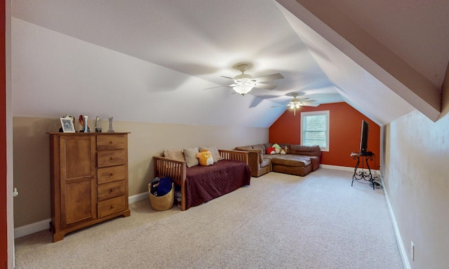 101 NW Amherst Way, Cleveland, TN 37312 - bedroom with light carpet, vaulted ceiling, and ceiling fan