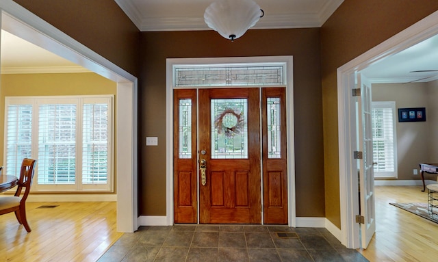 101 NW Amherst Way, Cleveland, TN 37312 - foyer featuring crown molding and dark wood finished floors