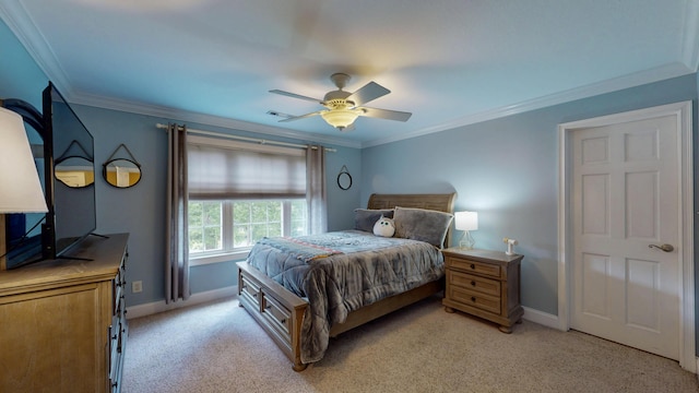 101 NW Amherst Way, Cleveland, TN 37312 - bedroom with light carpet, ornamental molding, and ceiling fan