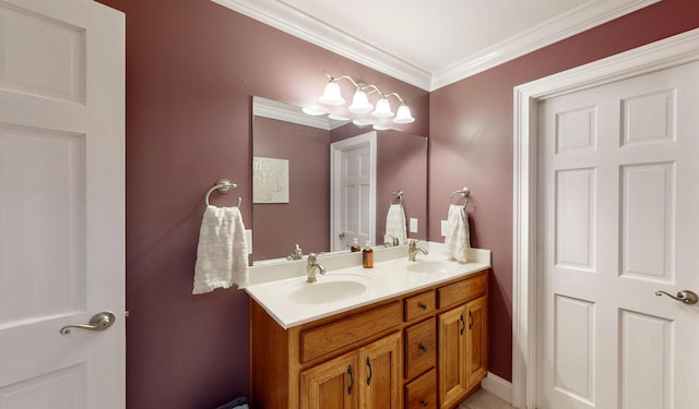 101 NW Amherst Way, Cleveland, TN 37312 - bathroom featuring crown molding and double vanity