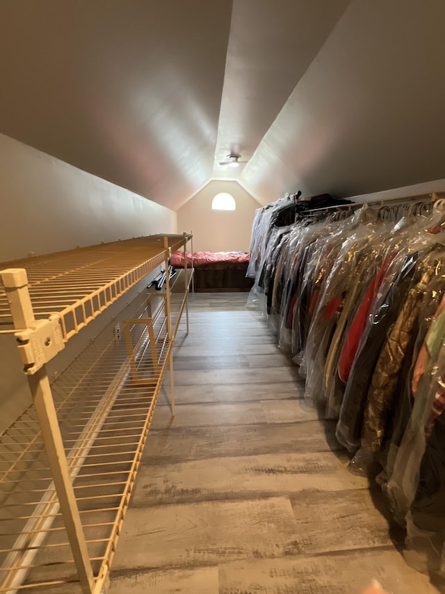 105 Hicks Adams Dr, Reliance, TN 37369 - walk in closet featuring wood finished floors and vaulted ceiling