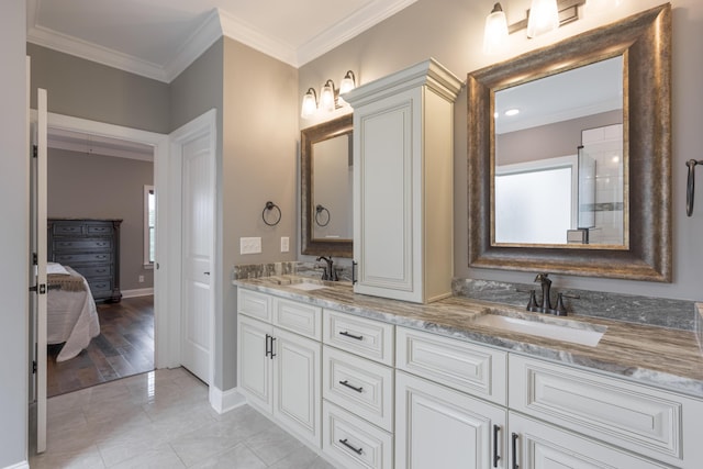 9126 Sir Hudson Ct, Harrison, TN 37341 - ensuite bathroom featuring double vanity and ornamental molding