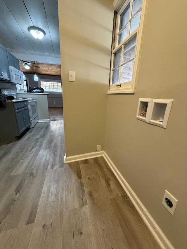 laundry room featuring wood-type flooring