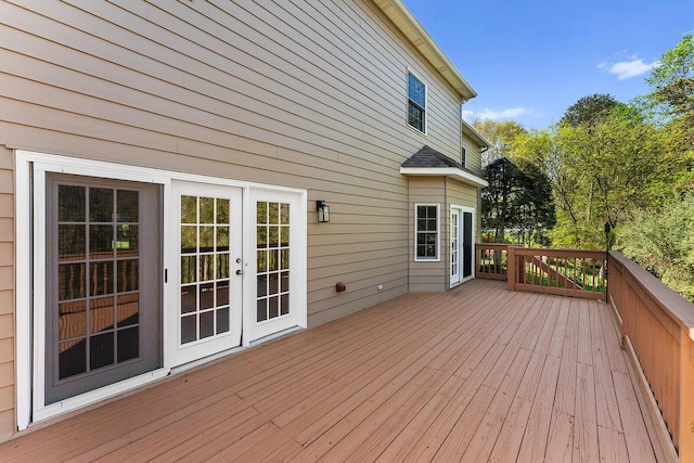 wooden terrace with french doors