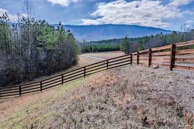 view of yard featuring a rural view and a mountain view