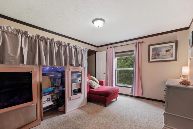 308 S Crisp Ln, Decatur, TN 37322 - bedroom featuring crown molding, carpet floors, baseboards, and a textured ceiling