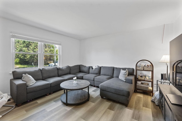 living area with light wood-style floors