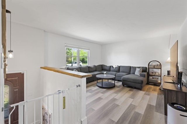 living room featuring light wood-style flooring