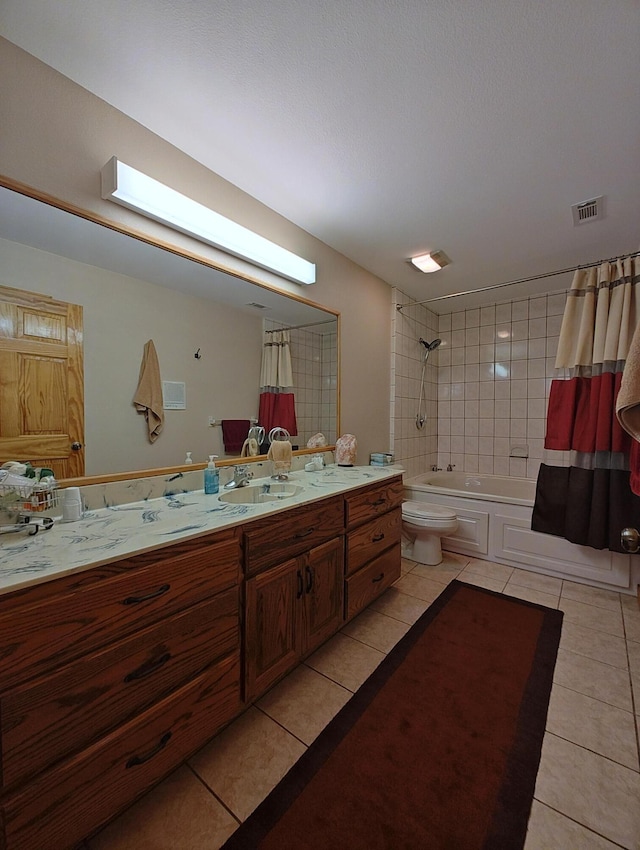 156 Pine View Ln, Copperhill, TN 37317 - bathroom featuring tile patterned floors, vanity, and shower / bath combo with shower curtain