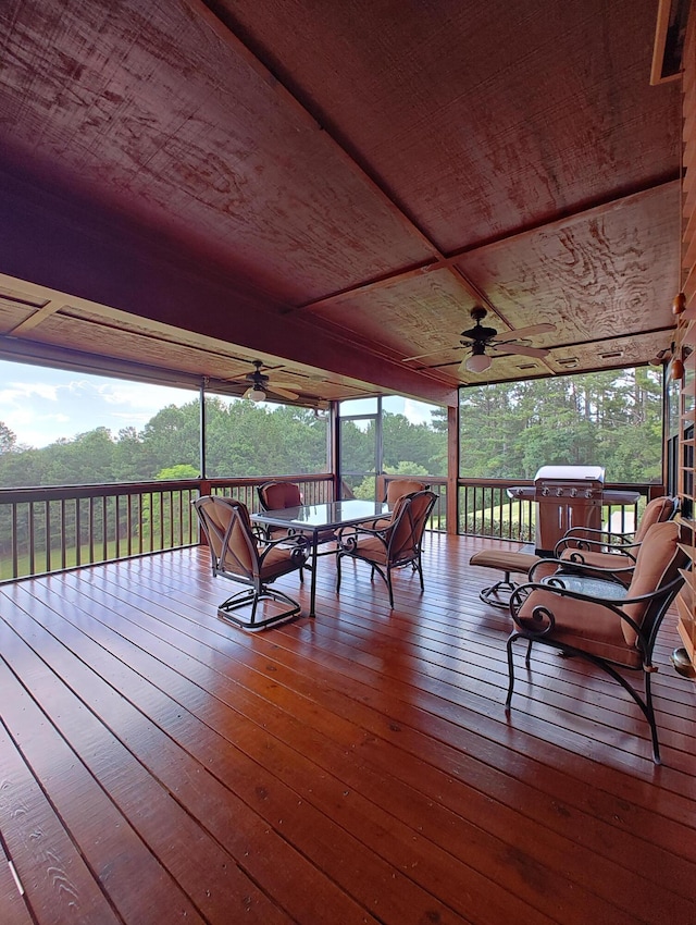 156 Pine View Ln, Copperhill, TN 37317 - deck featuring ceiling fan, outdoor dining space, and area for grilling