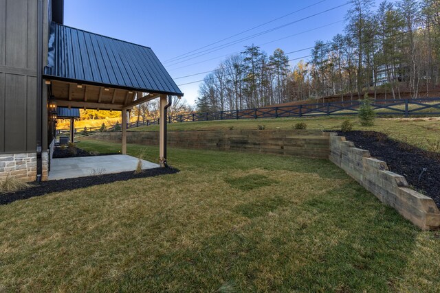 view of yard with a patio and a fenced backyard