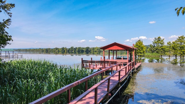 dock area featuring a water view