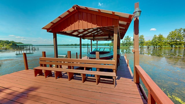 view of dock featuring a water view