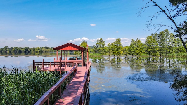 dock area featuring a water view