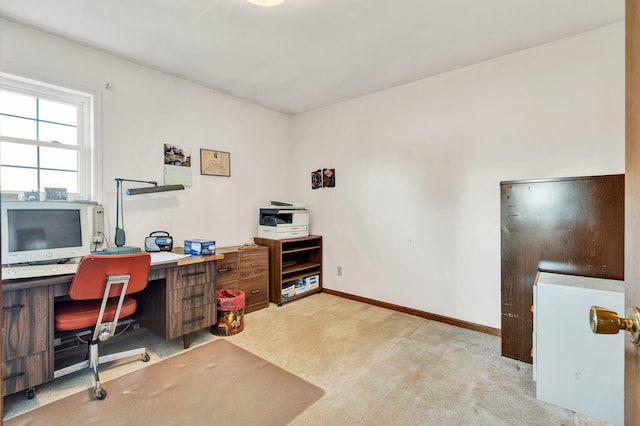 view of carpeted home office