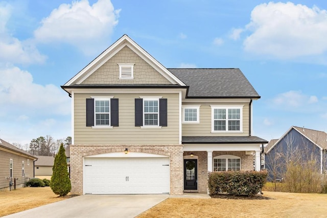 craftsman-style home with a garage