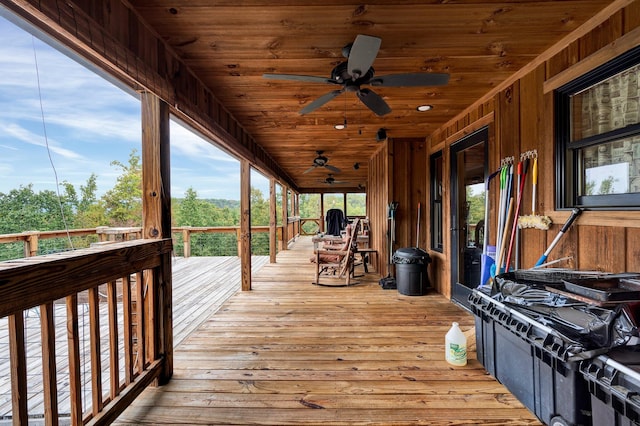 deck featuring ceiling fan