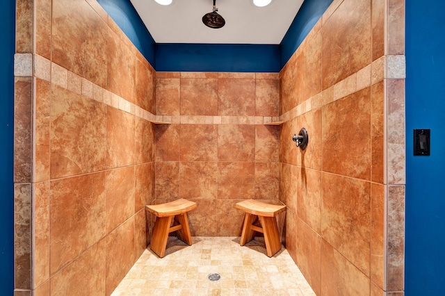 interior details featuring tiled shower