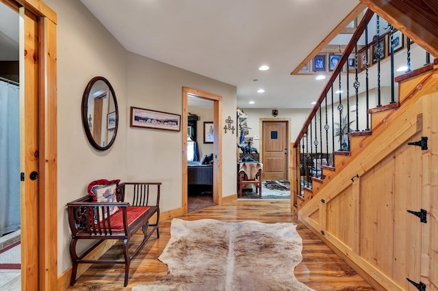 foyer featuring wood-type flooring