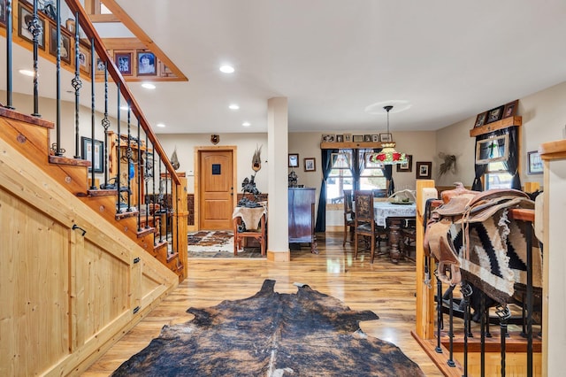 living room with light hardwood / wood-style floors