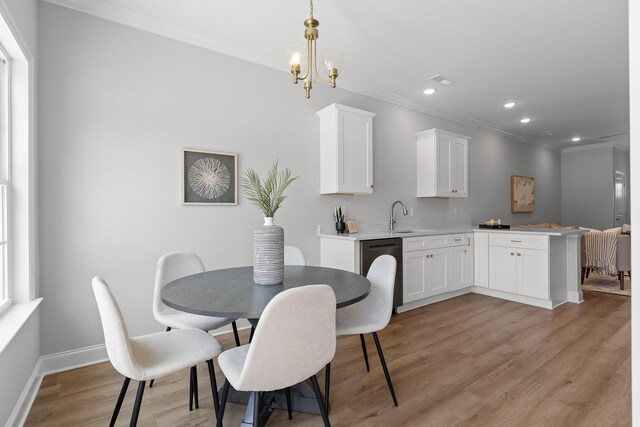 425 Minnis Rd NE Unit 2C, Cleveland, TN 37323 - dining room with ornamental molding, light wood-style floors, recessed lighting, baseboards, and a chandelier