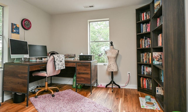 office featuring light hardwood / wood-style floors