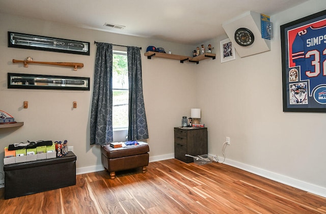 living area featuring wood-type flooring