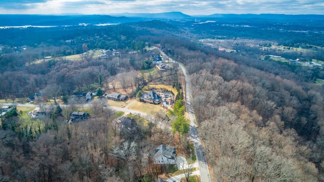 bird's eye view with a mountain view