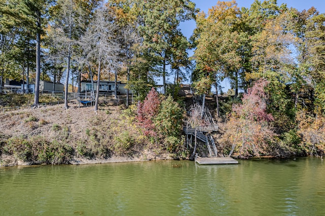 dock area featuring a water view