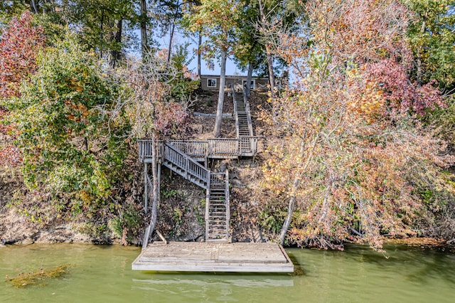 view of dock featuring a water view