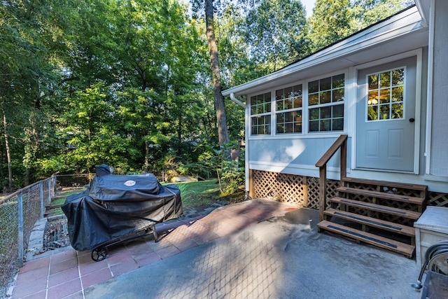 view of patio featuring area for grilling