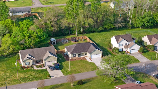 aerial view with a residential view