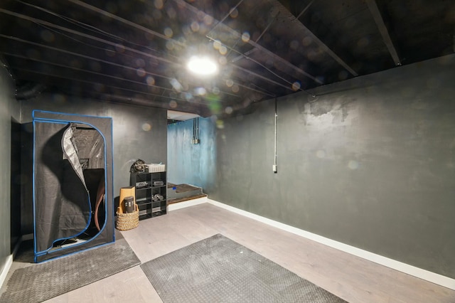 below grade area with wood finished floors
