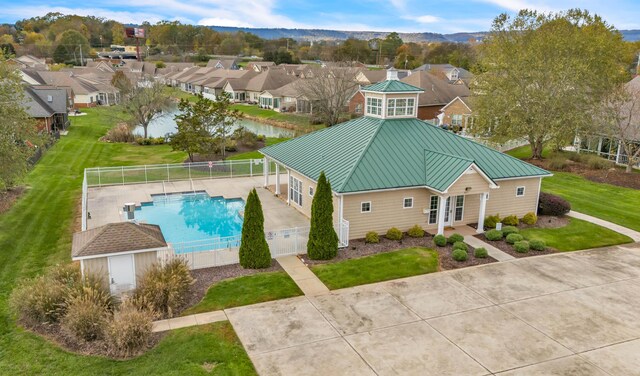 5414 Mandarin Cir, Hixson, TN 37343 - aerial view of residential area featuring a pool