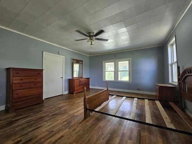 2783 No Pone Rd NW, Georgetown, TN 37336 - unfurnished bedroom featuring wood-type flooring, crown molding, and a ceiling fan