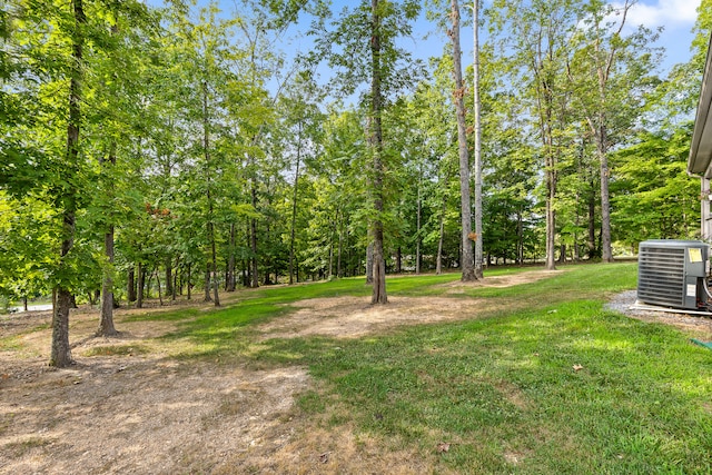 view of yard featuring central AC