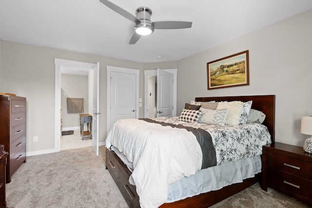 bedroom with carpet flooring and ceiling fan