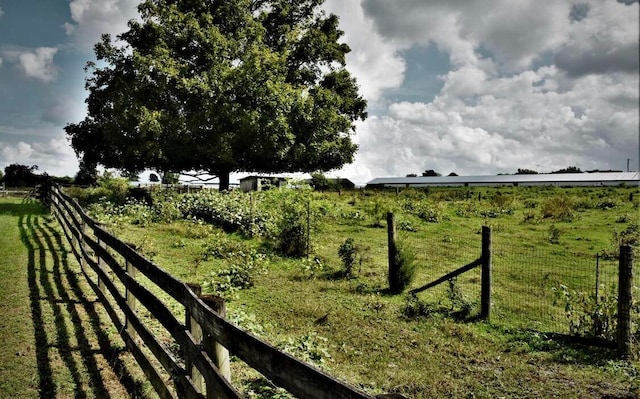 view of yard with a rural view