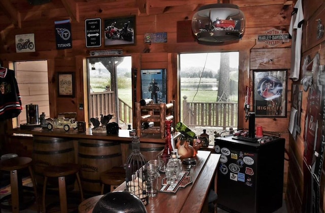 bar with wooden walls