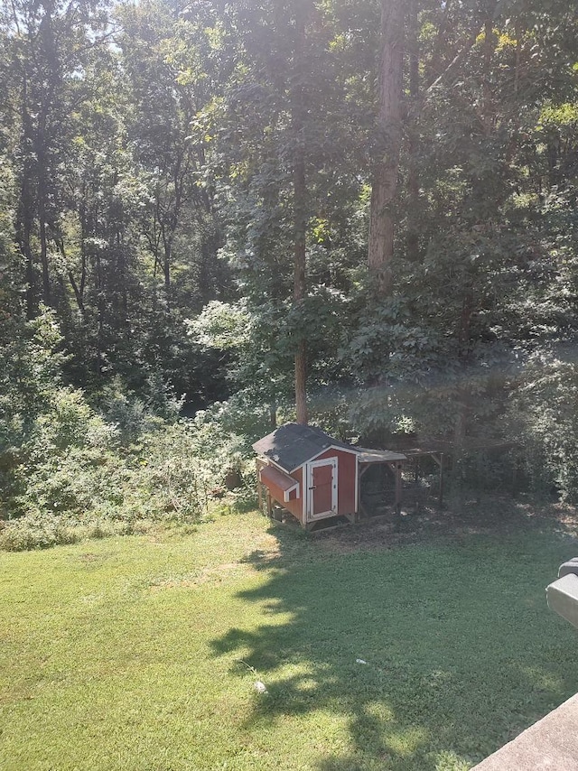 view of yard with an outbuilding