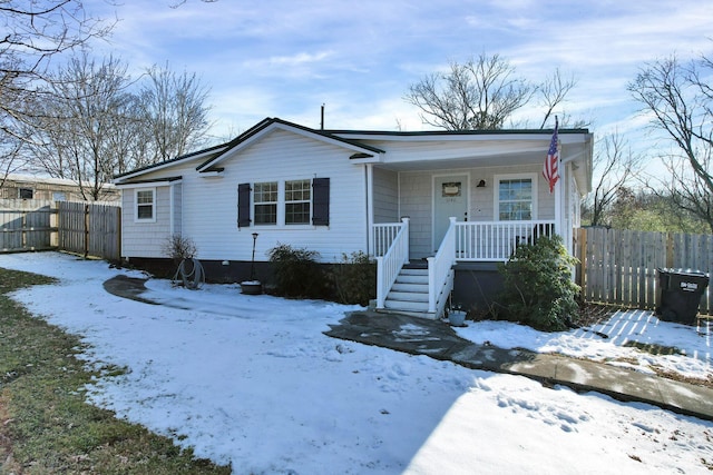 view of front facade featuring covered porch