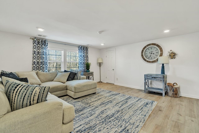 living room featuring light hardwood / wood-style floors