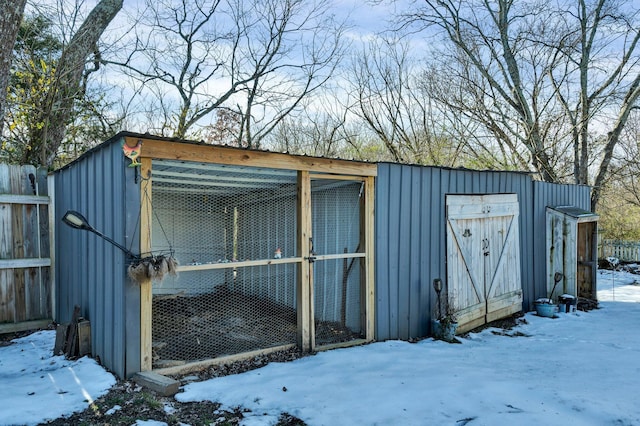 view of snow covered structure