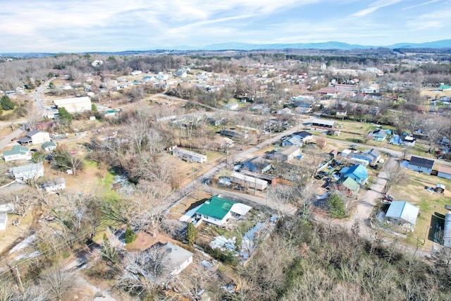 birds eye view of property with a mountain view